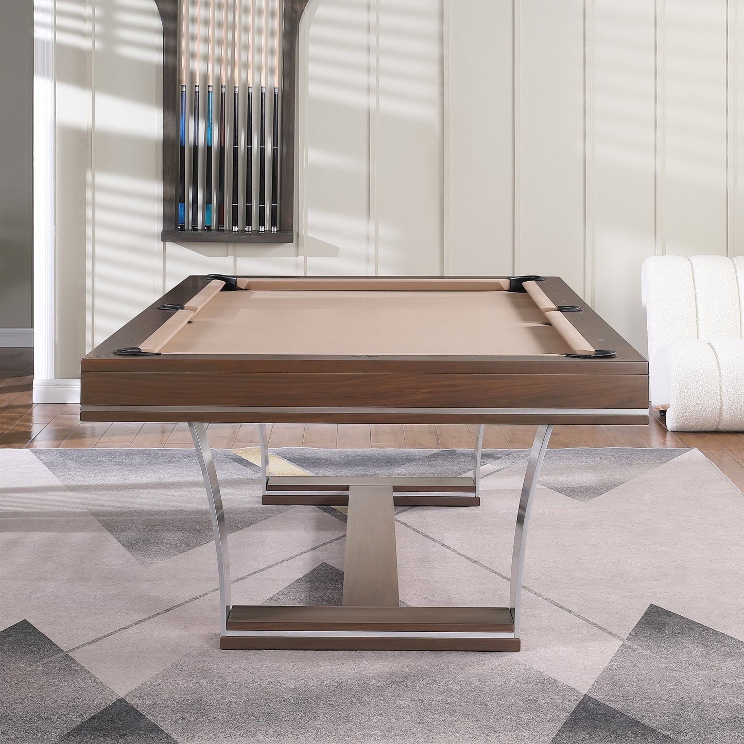 Playcraft Barcelona 8' Slate Pool Table, Walnut Gray on Silver - Gaming Blaze