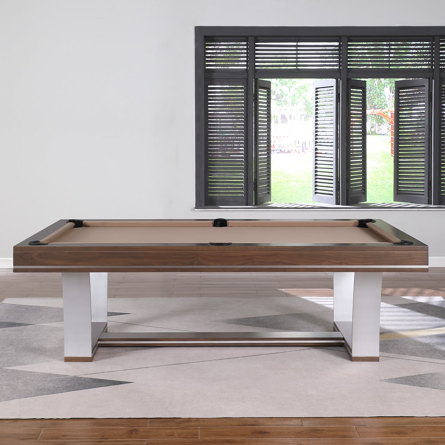Playcraft Barcelona 8' Slate Pool Table, Walnut Gray on Silver - Gaming Blaze