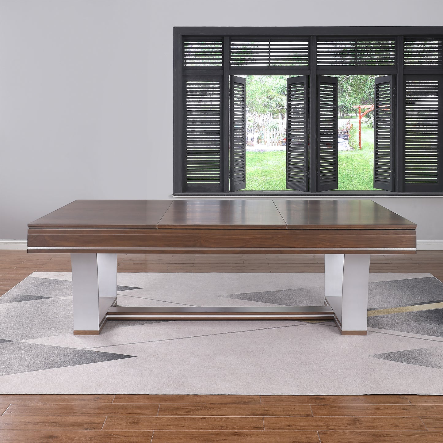 Playcraft Barcelona 8' Slate Pool Table, Walnut Gray on Silver - Gaming Blaze