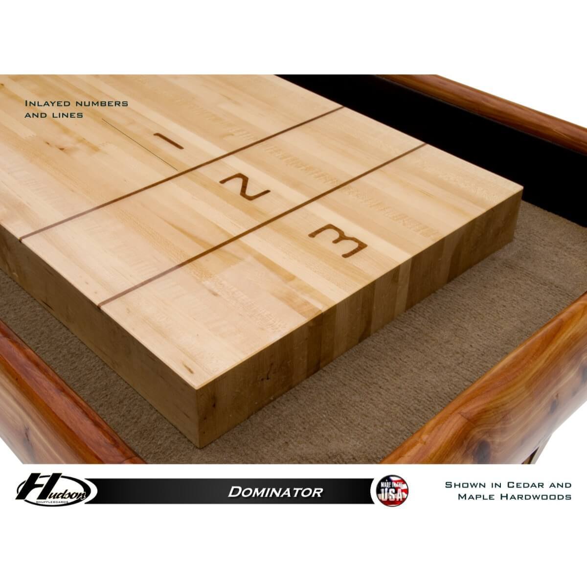 Hudson Dominator Shuffleboard Table 9'-22' with Custom Wood and Stain Options - Gaming Blaze