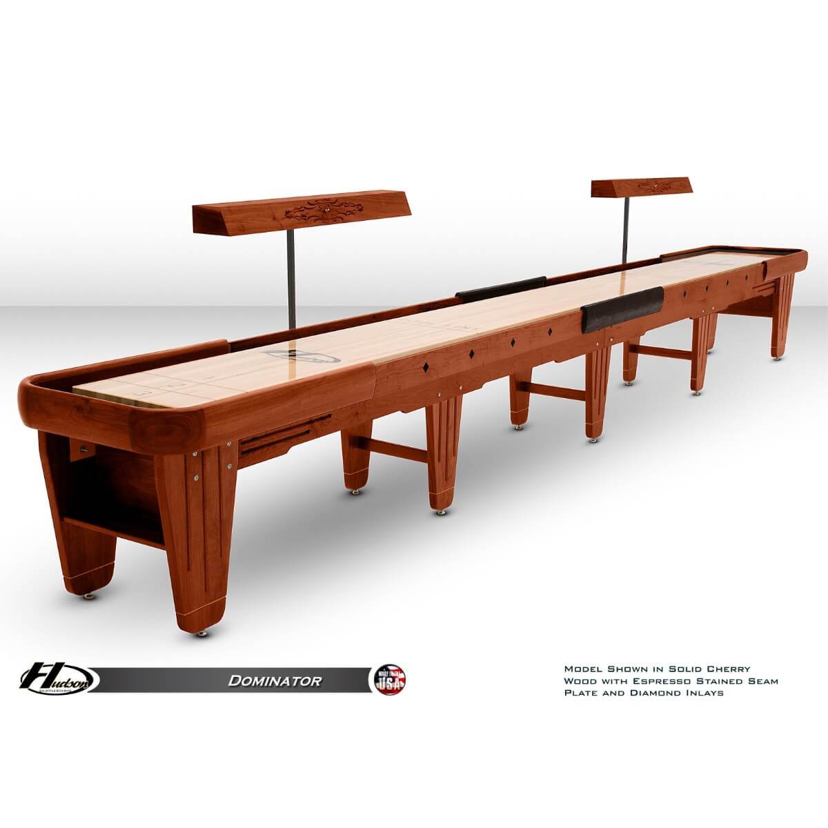 Hudson Dominator Shuffleboard Table 9'-22' with Custom Wood and Stain Options - Gaming Blaze