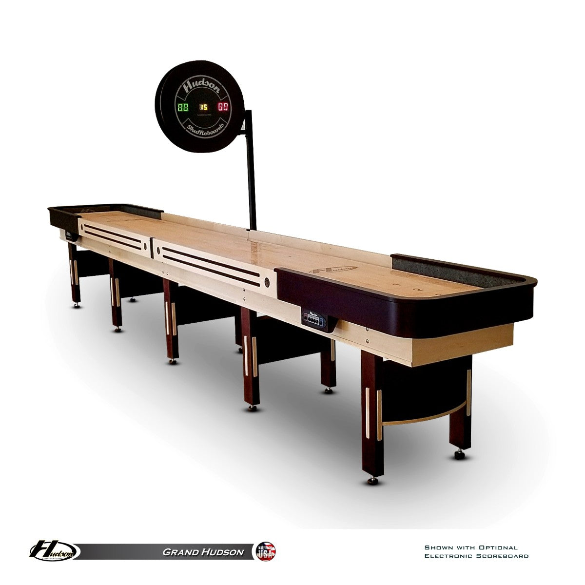 Grand Hudson Shuffleboard Table 9'-22' with Custom Stain Options - Gaming Blaze