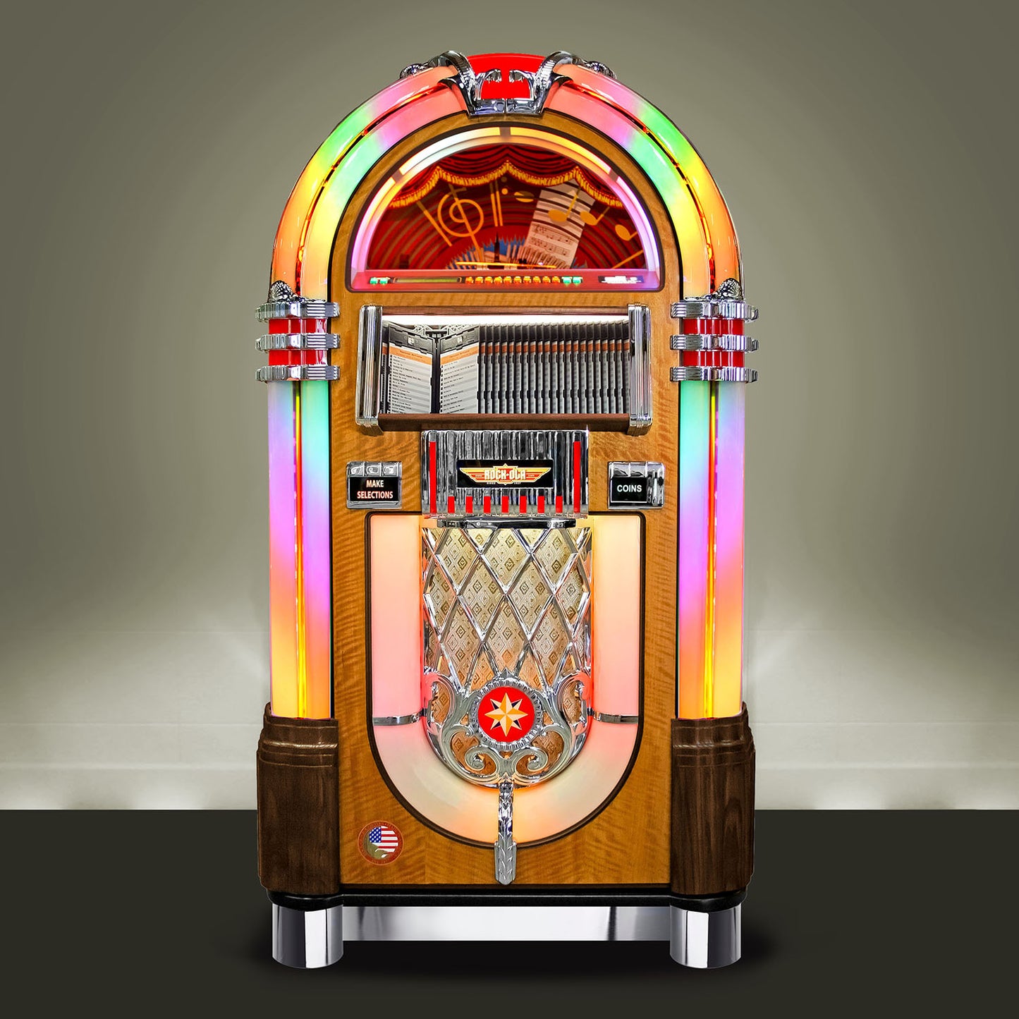Rock-Ola Bubbler CD Jukebox In Walnut - Gaming Blaze