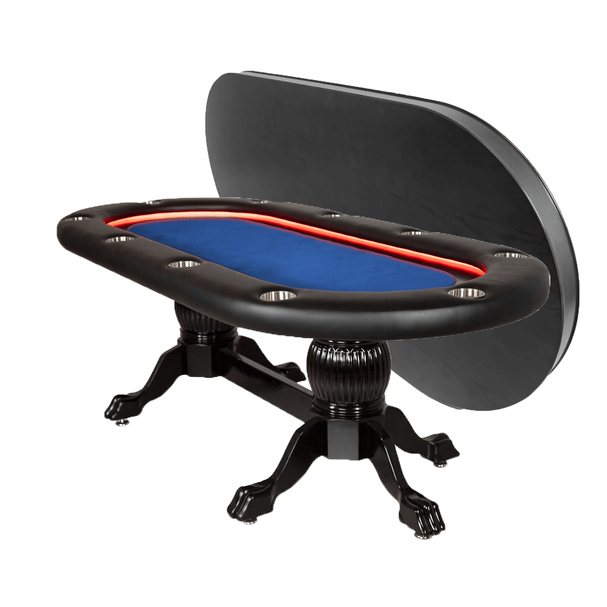 BBO Poker Tables Elite Alpha LED Black Oval Poker Table 10 Person - Gaming Blaze