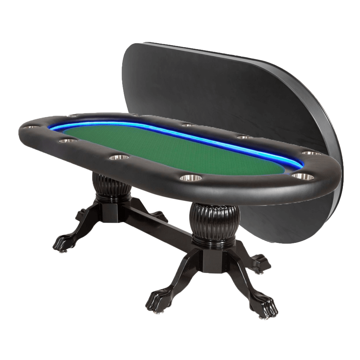 BBO Poker Tables Elite Alpha LED Black Oval Poker Table 10 Person - Gaming Blaze