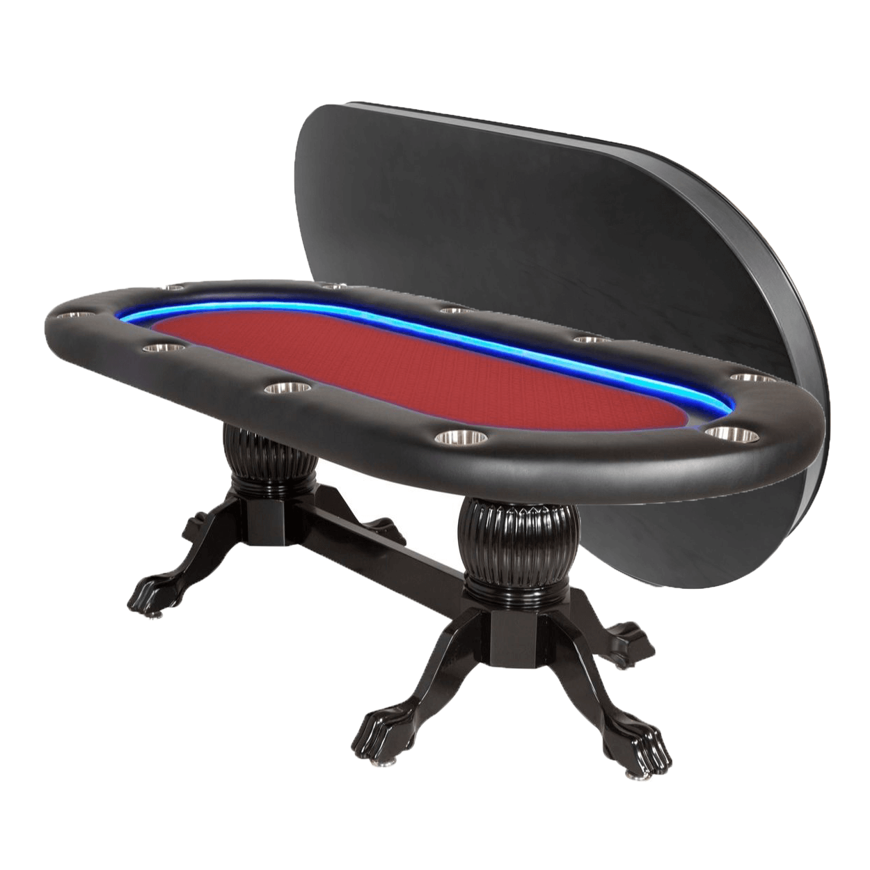 BBO Poker Tables Elite Alpha LED Black Oval Poker Table 10 Person - Gaming Blaze