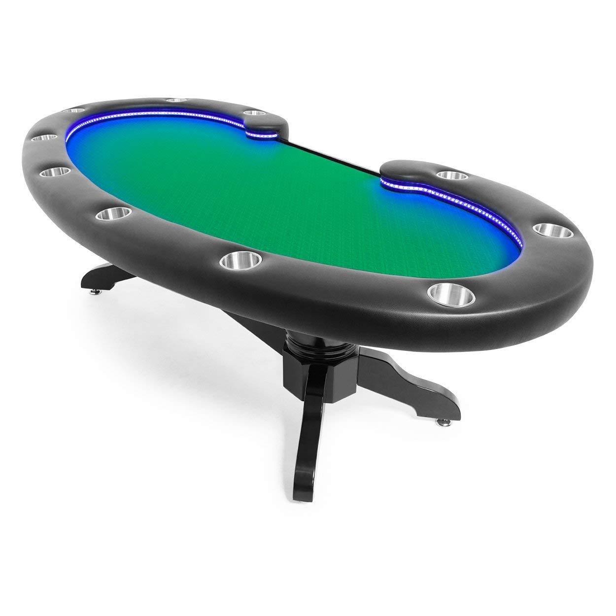 BBO Poker Tables Lumen HD LED Black Poker Table 10 Person and Dealer - Gaming Blaze