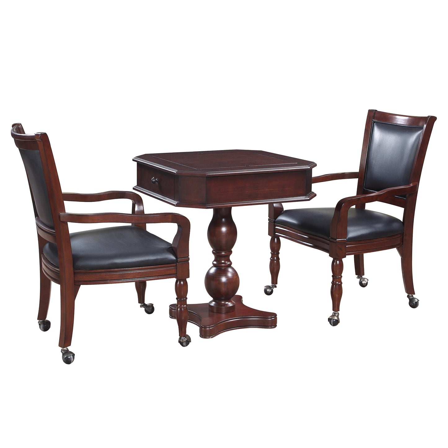 Hathaway Fortress 3 in 1 Mahogany Chess Game Table with Chairs - Gaming Blaze