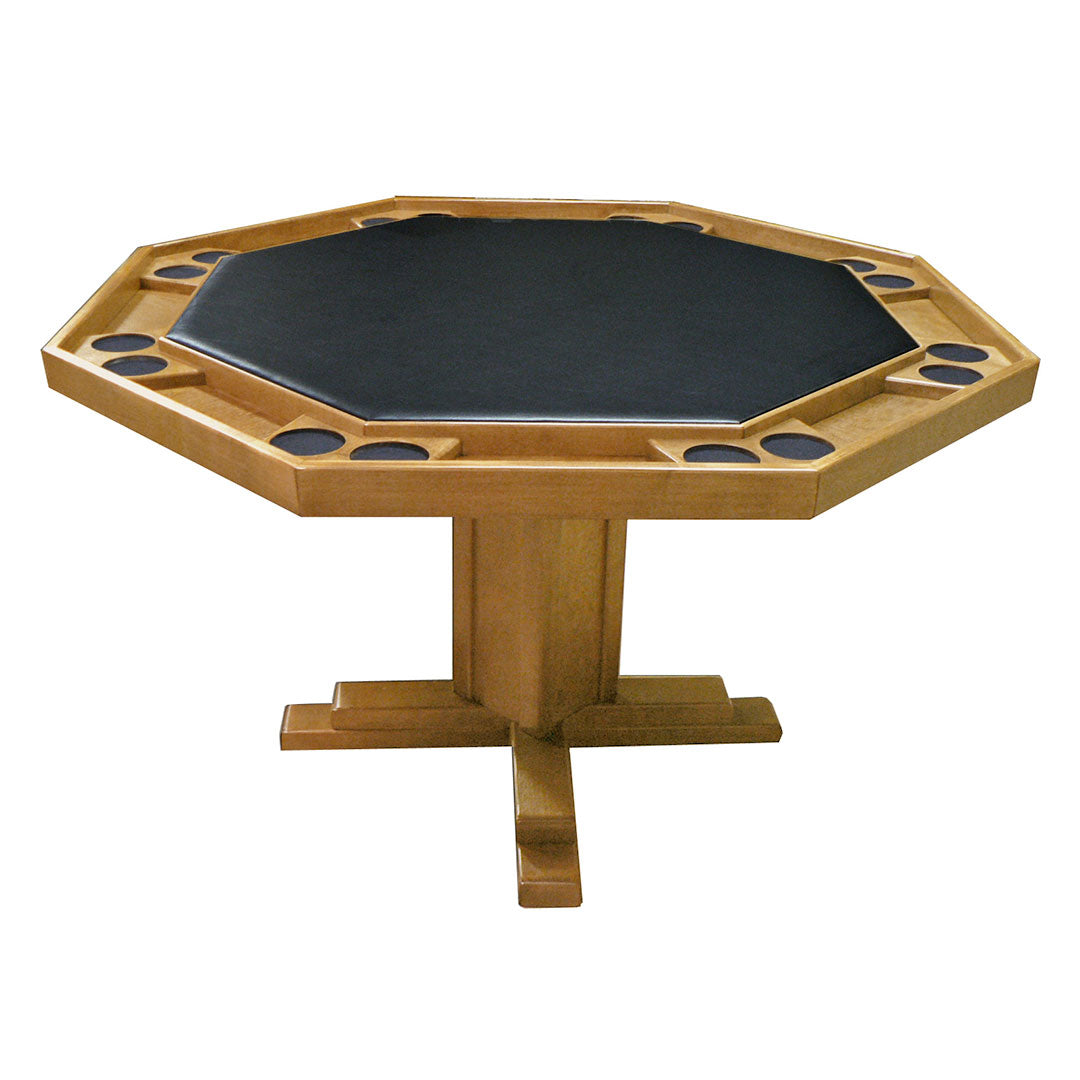 Kestell 52" Octagon Custom Poker Card Table Oak Wood 8 Person - Gaming Blaze