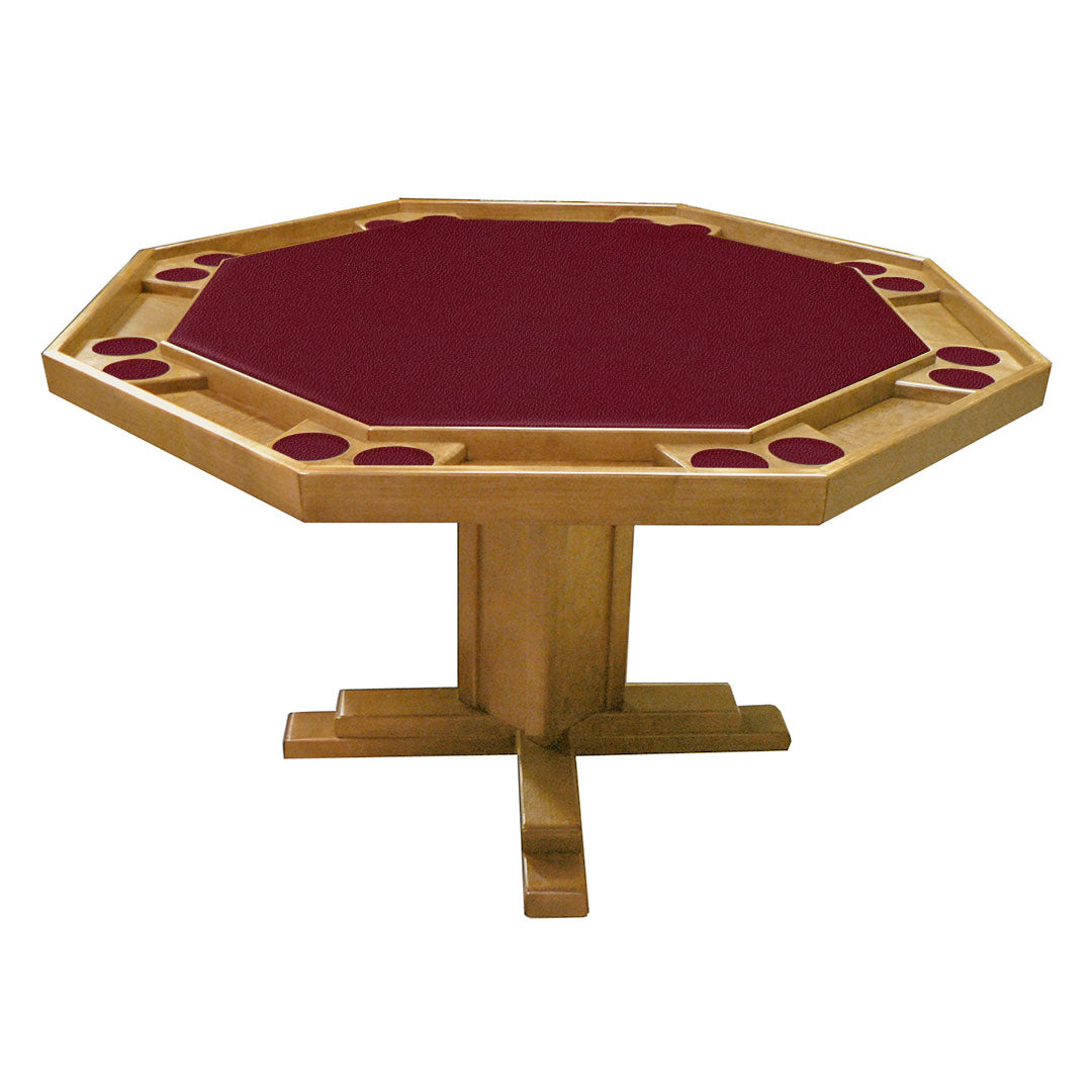 Kestell 52" Octagon Custom Poker Card Table Oak Wood 8 Person - Gaming Blaze