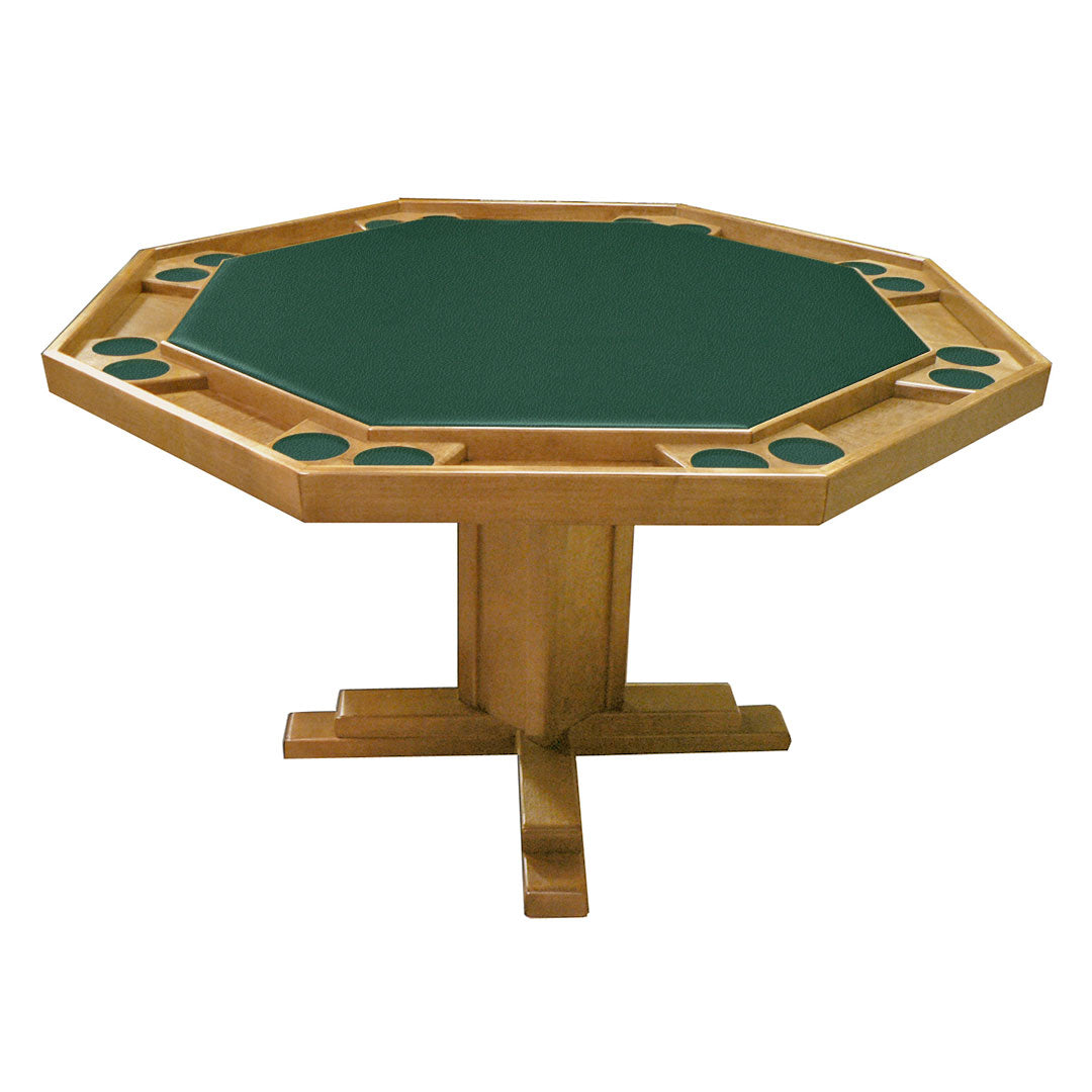 Kestell 52" Octagon Custom Poker Card Table Oak Wood 8 Person - Gaming Blaze