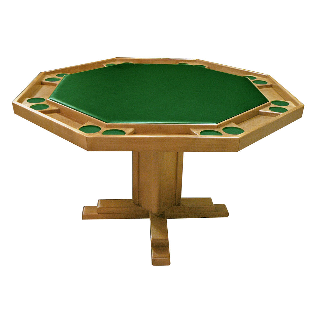 Kestell 52" Octagon Custom Poker Card Table Oak Wood 8 Person - Gaming Blaze