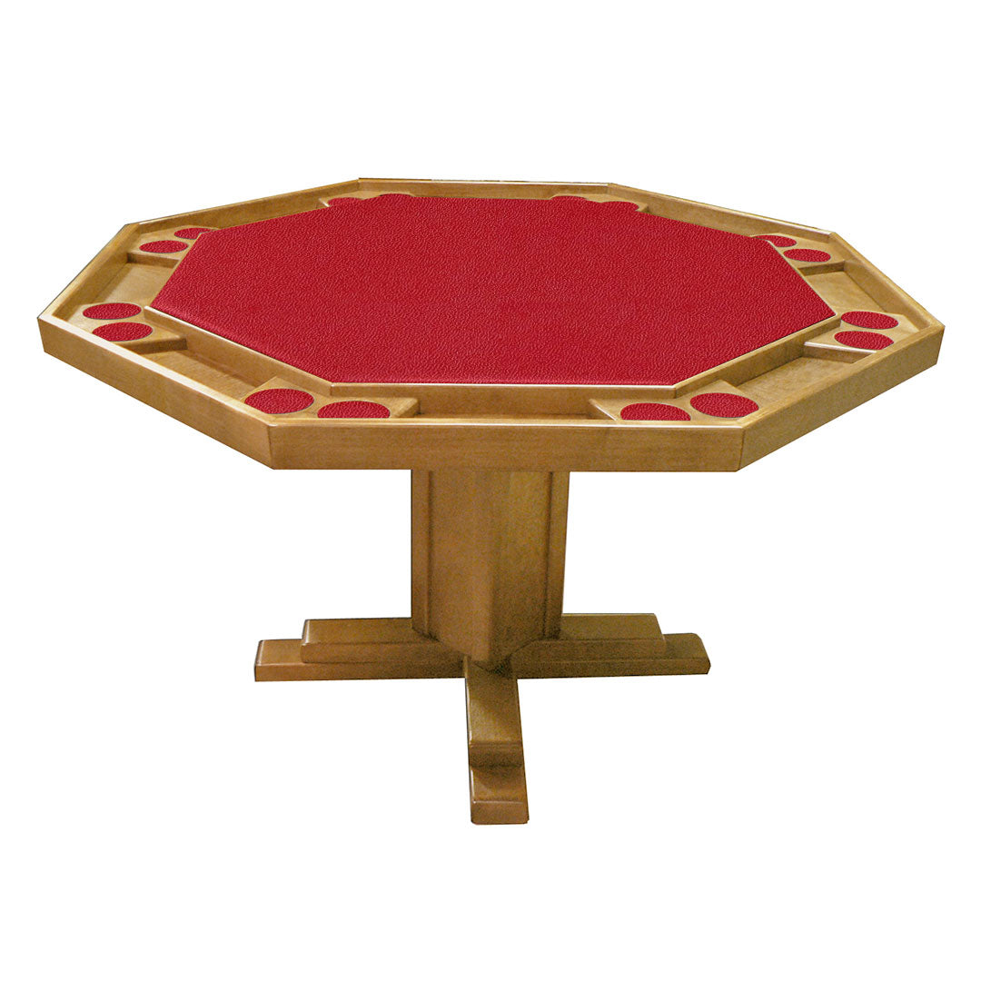 Kestell 52" Octagon Custom Poker Card Table Oak Wood 8 Person - Gaming Blaze