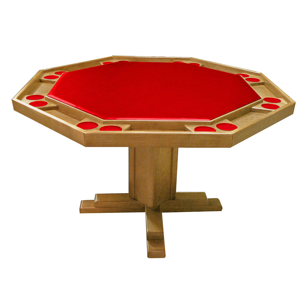 Kestell 52" Octagon Custom Poker Card Table Oak Wood 8 Person - Gaming Blaze