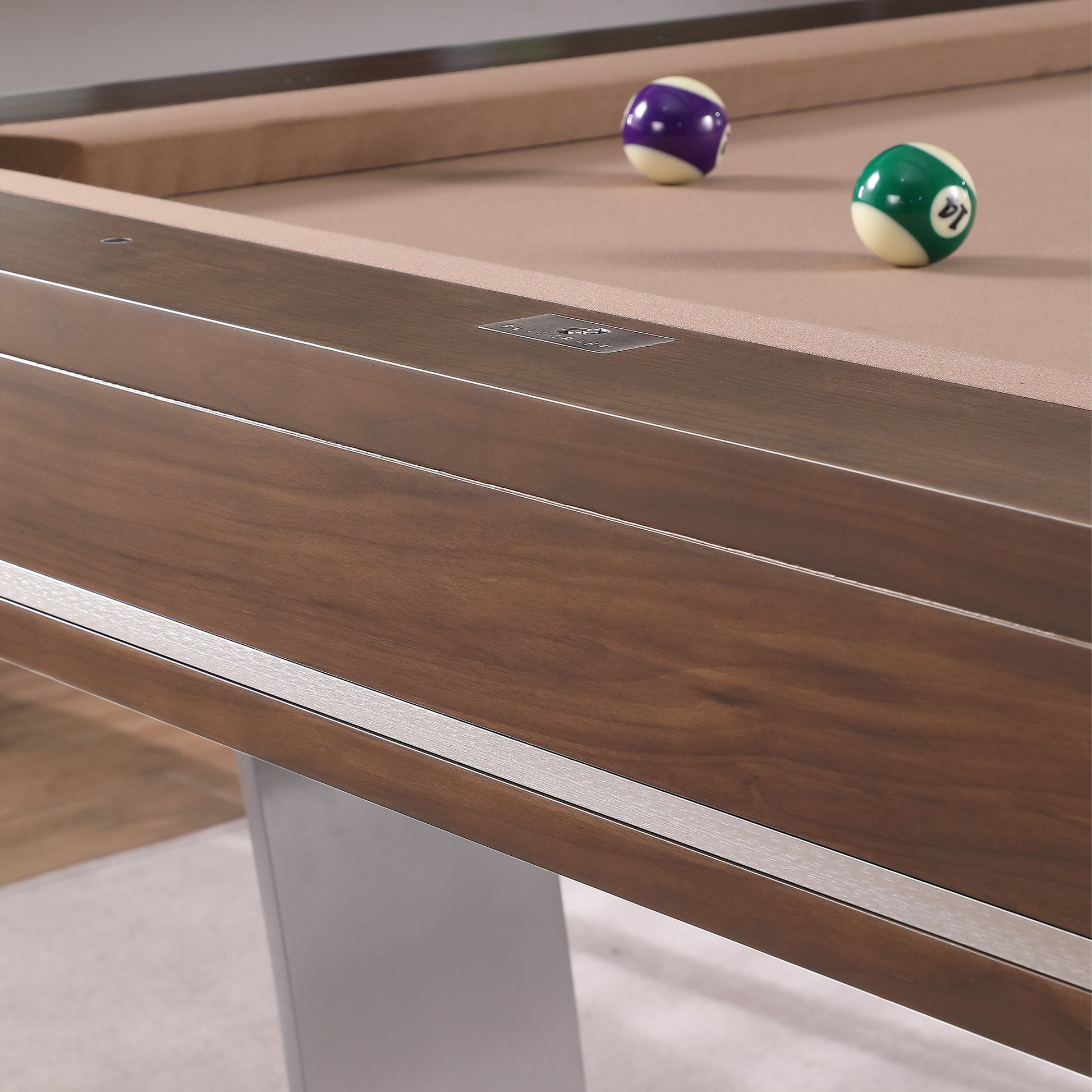 Playcraft Barcelona 8' Slate Pool Table, Walnut Gray on Silver - Gaming Blaze