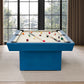 Hudson 8 ft modern pool table in blue with solid wood construction and slate playing surface in contemporary living room