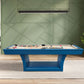 Hudson 8 ft modern pool table in blue with solid wood construction and slate playing surface in contemporary living room