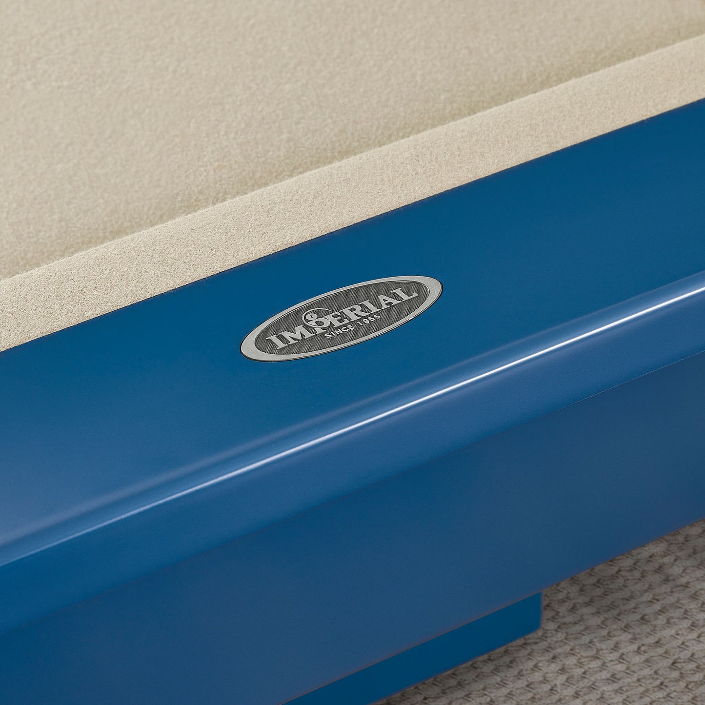 Hudson 8 ft modern pool table in blue with solid wood construction and slate playing surface in contemporary living room