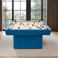 Hudson 8 ft modern pool table in blue with solid wood construction and slate playing surface in contemporary living room