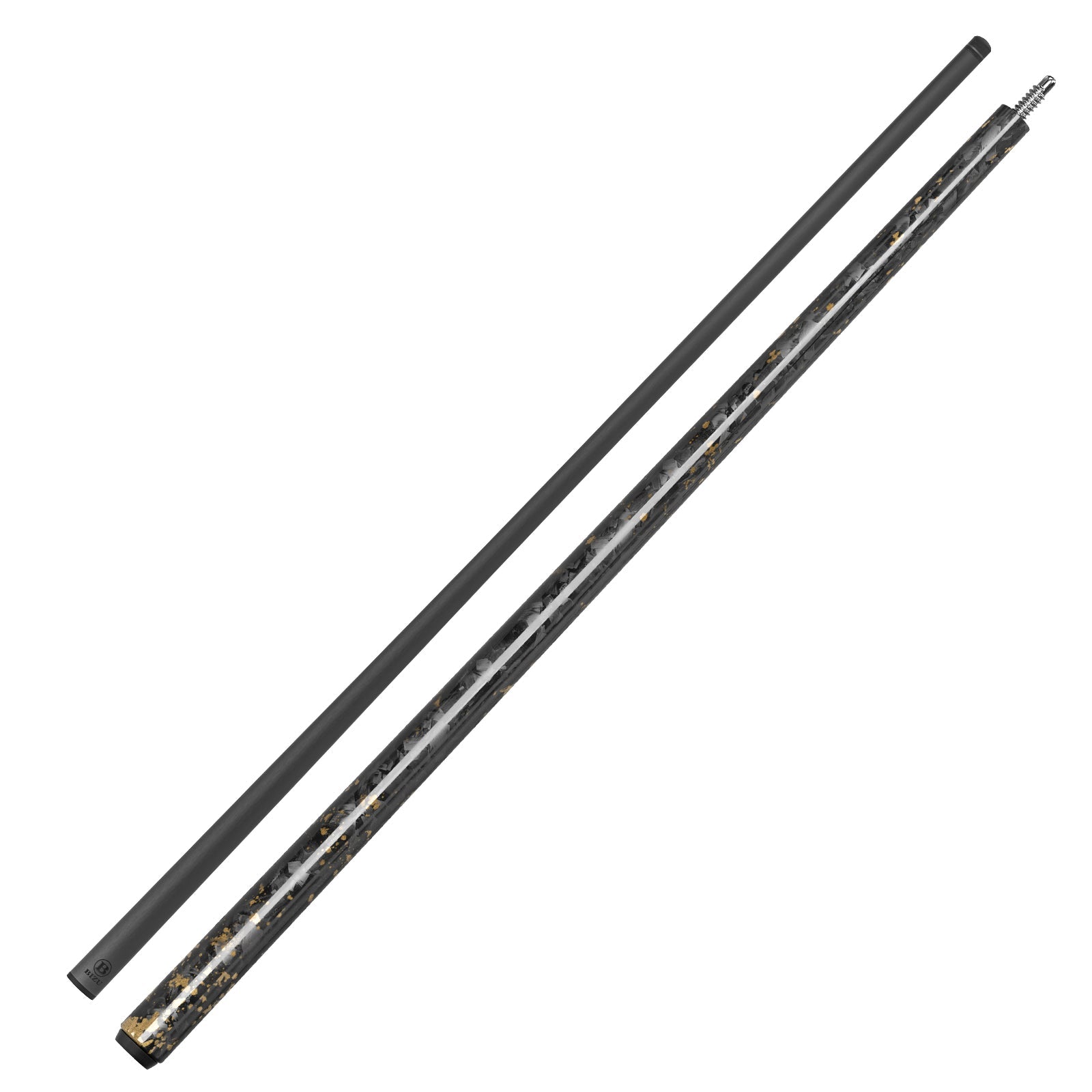 Full view of MARS IMPACT Black Gold carbon fiber pool cue
