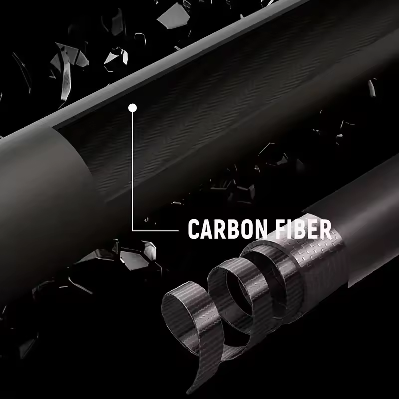 Carbon fiber butt with gold foil inlay on MARS IMPACT Black Gold cue