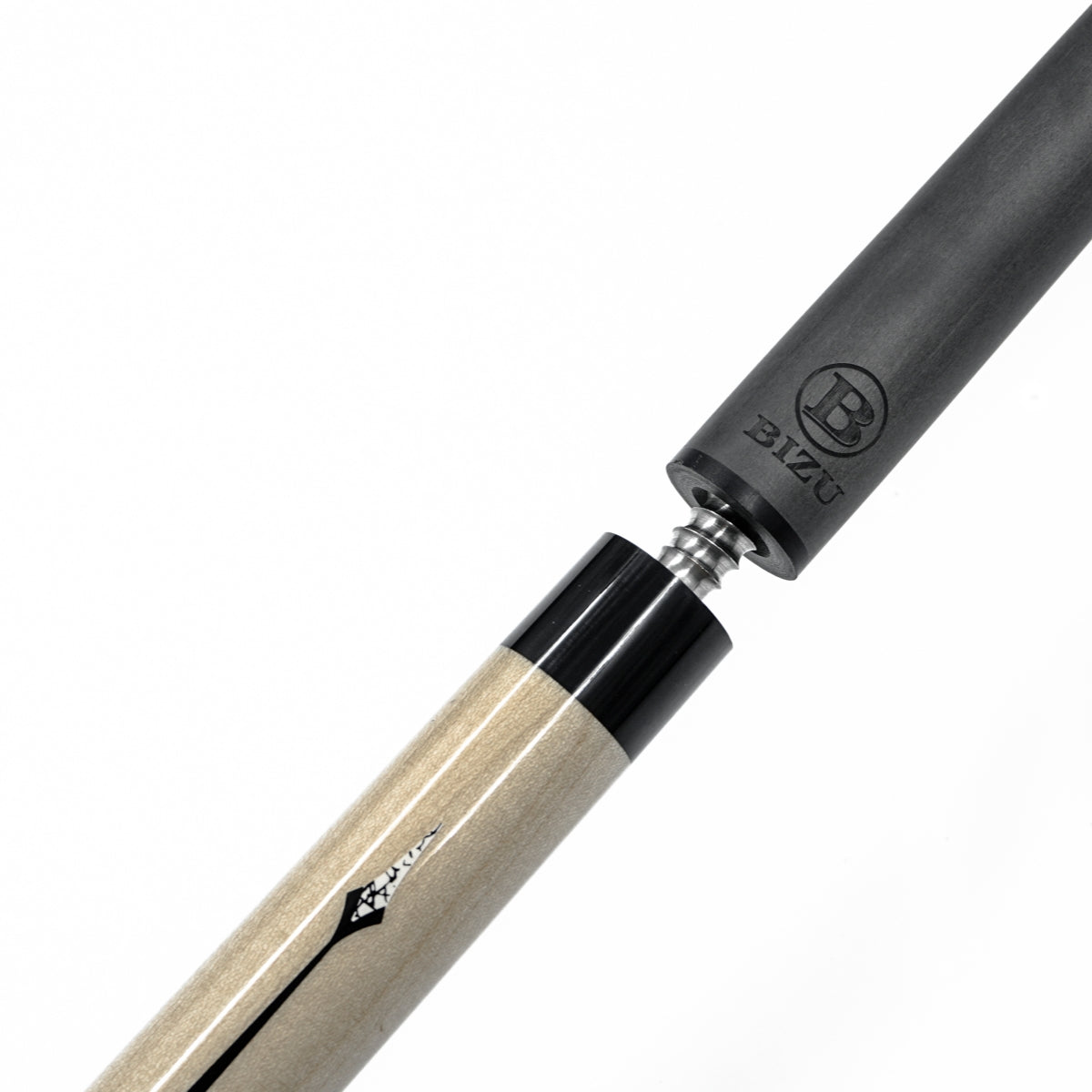 Toray T800 carbon fiber shaft detail on NEBULA pool cue
