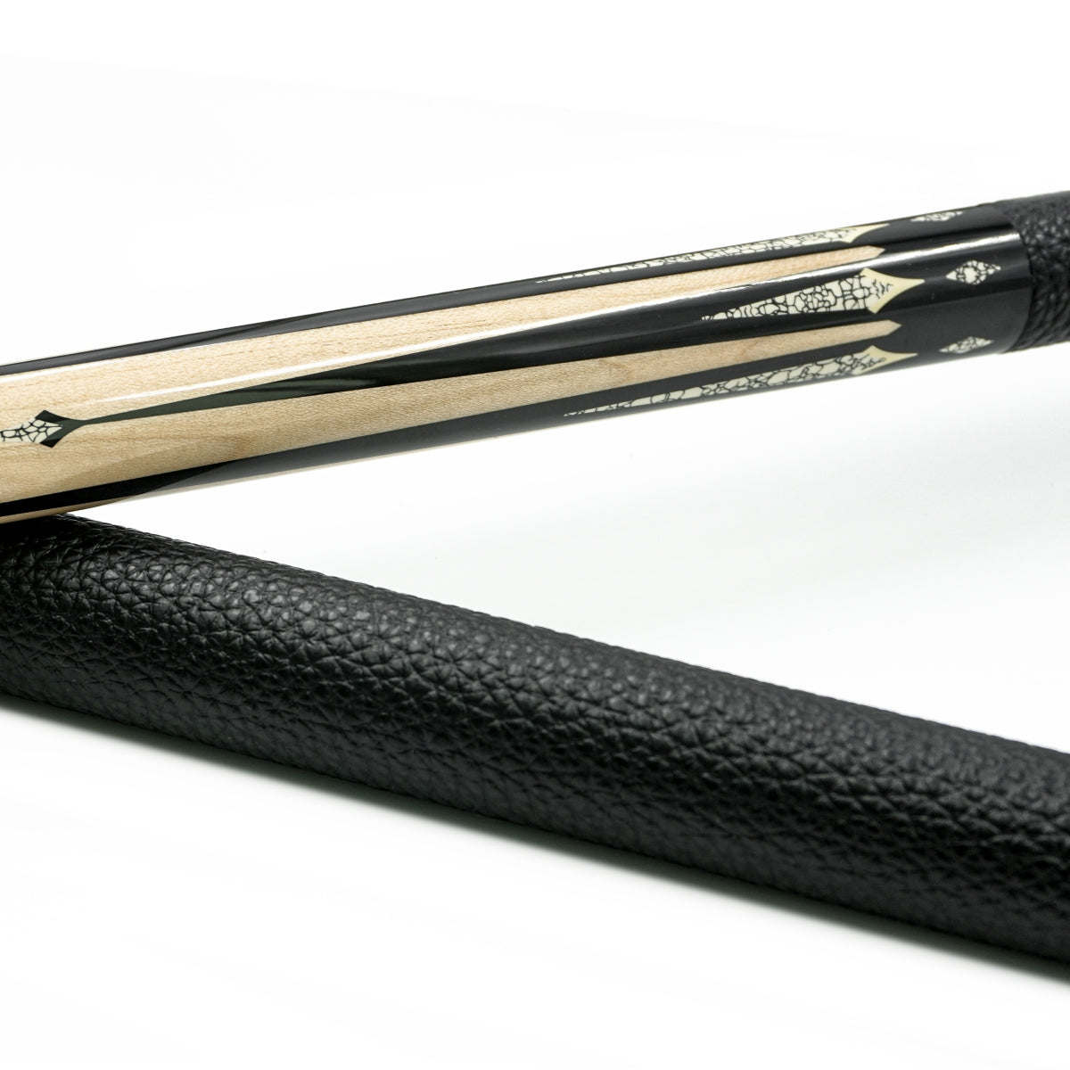 Microfiber leather wrap grip detail on NEBULA Blocks pool cue