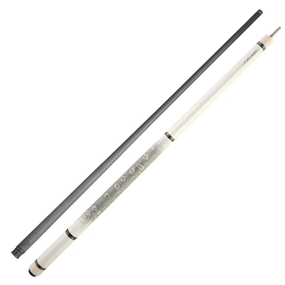 NEBULA 58 inch white carbon fiber pool cue with leather grip and radial joint low deflection billiard cue