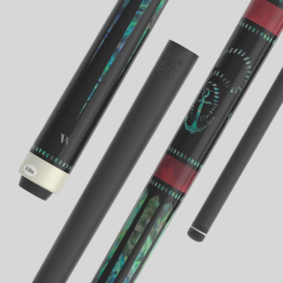 Japanese carbon fiber shaft with Kamui tip on BIZU MOON SPEED cue