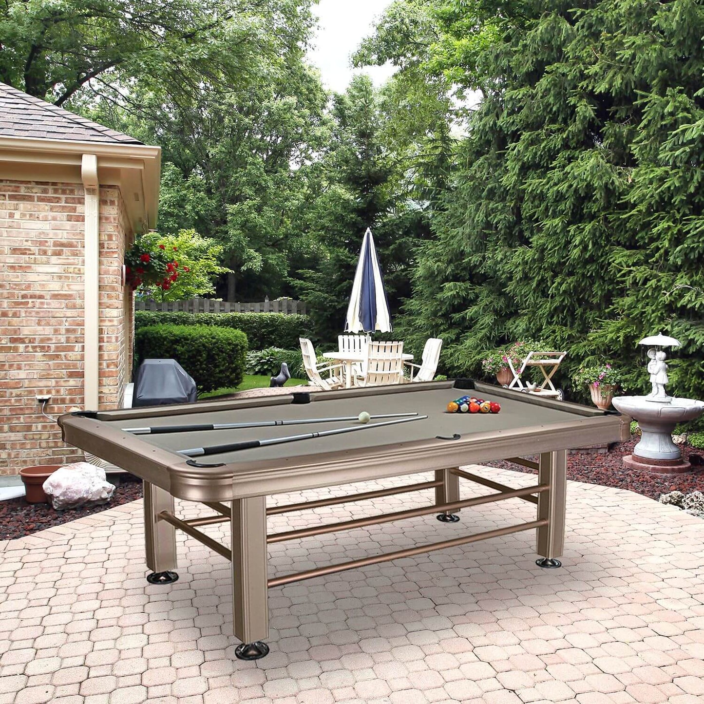 Imperial 8ft Outdoor Pool Table All Weather with Playing Accessories - Gaming Blaze