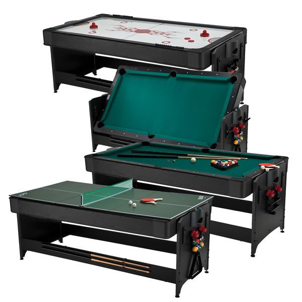 Fat Cat Original Pockey 7ft Black 3 in 1 Multi Game Table - Gaming Blaze