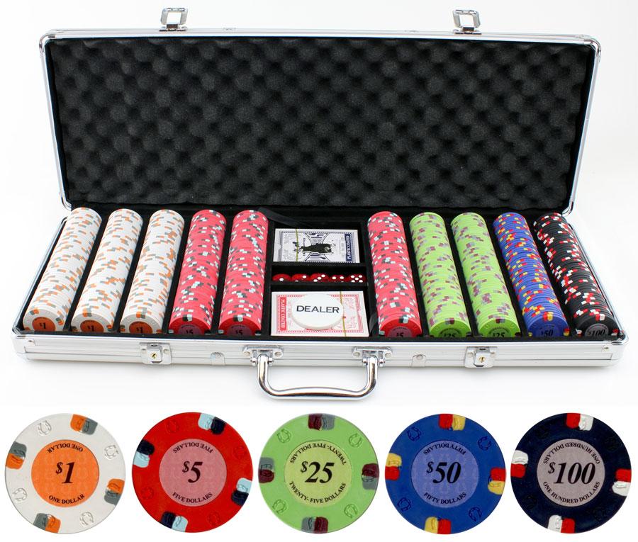 JP Commerce Lucky Horseshoe 500 Piece Clay Poker Chip Set 13.5 gram - Gaming Blaze