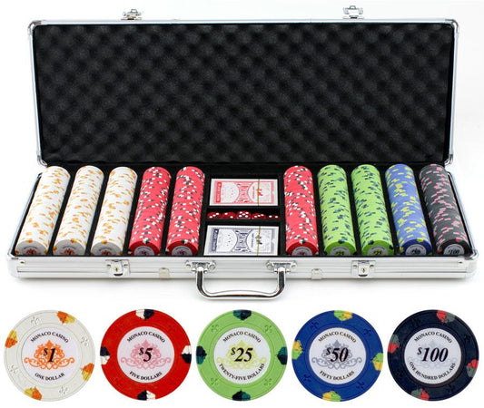 JP Commerce Monaco 500 Piece Clay Poker Chip Set 13.5 gram - Gaming Blaze