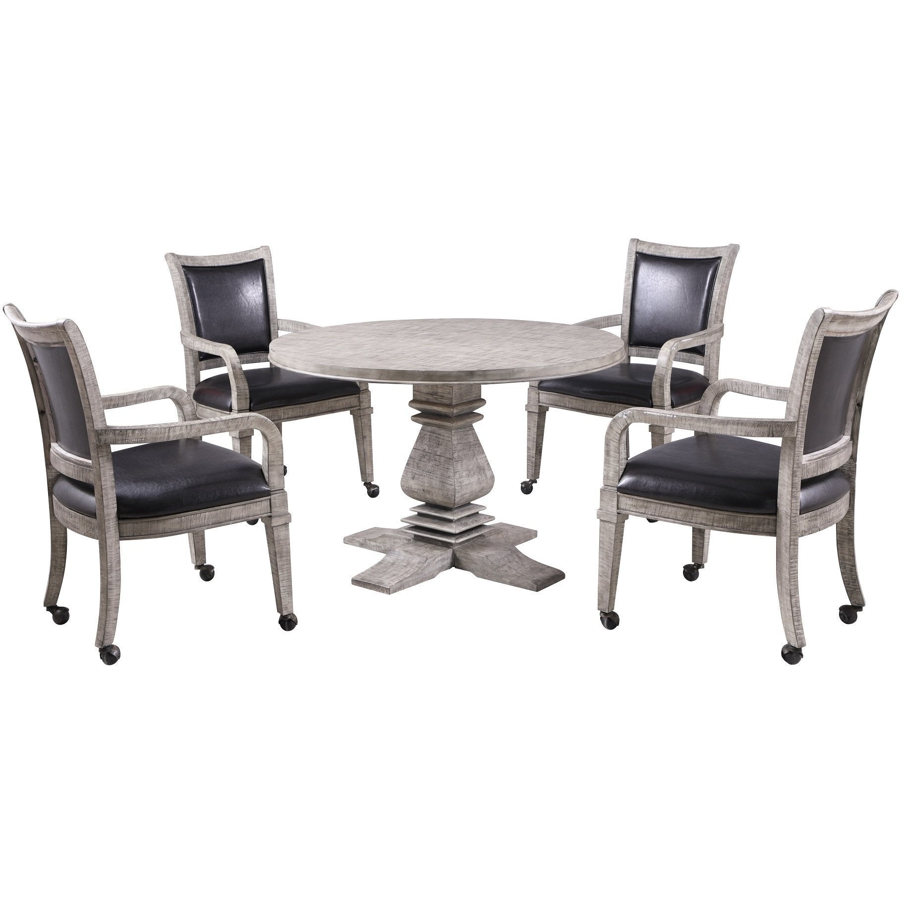 Hathaway Montecito Driftwood Round Poker Table with 4 Arm Chairs - Gaming Blaze