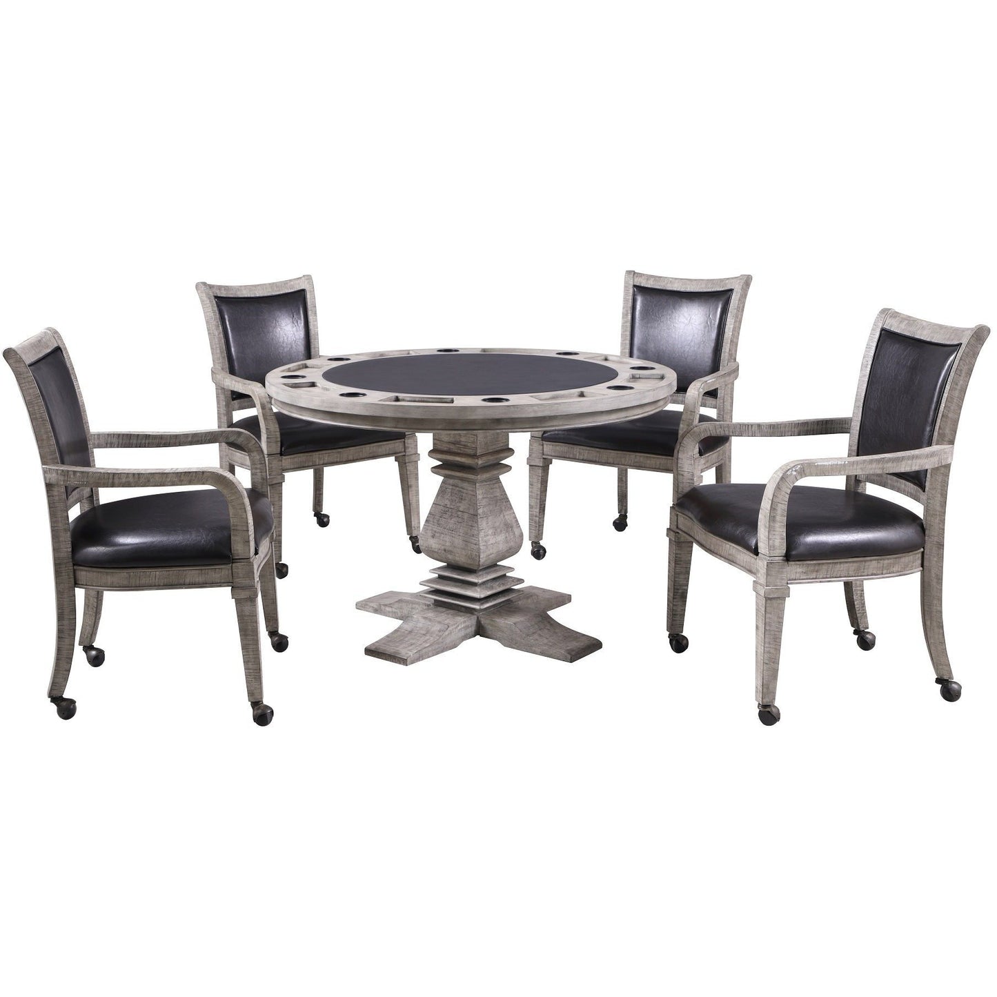 Hathaway Montecito Driftwood Round Poker Table with 4 Arm Chairs - Gaming Blaze