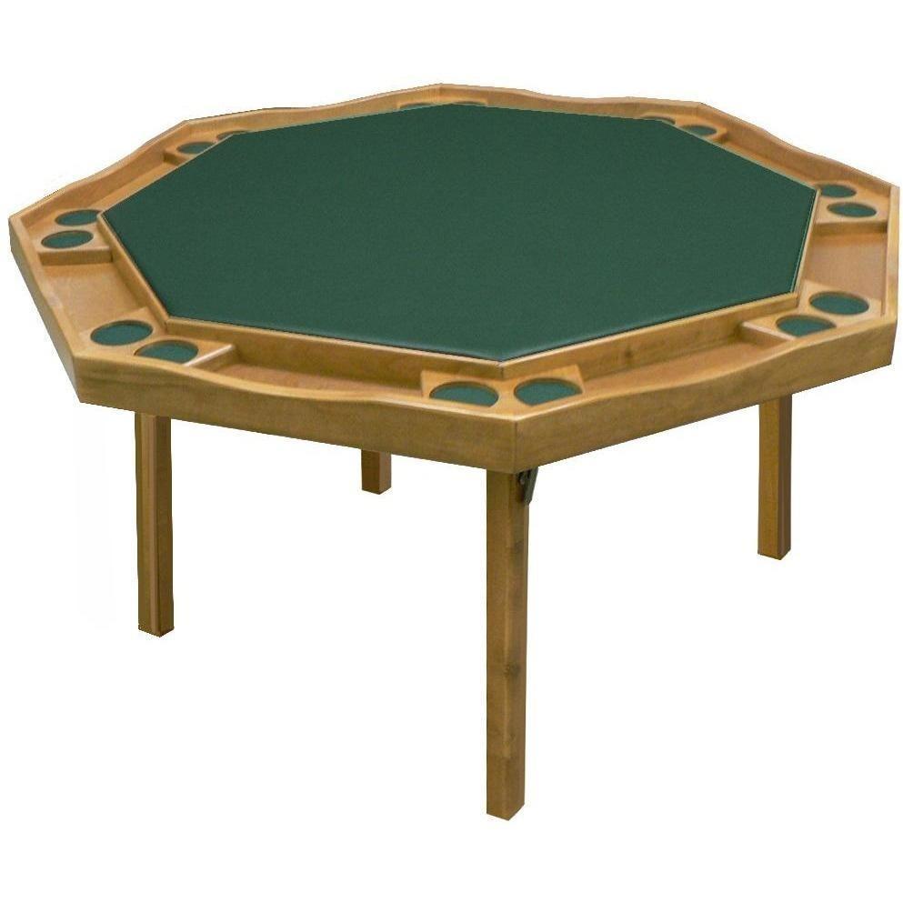 Kestell 57" Oak Contemporary Octagon Folding Poker Table 8 Person - Gaming Blaze