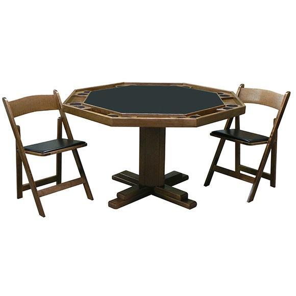 Kestell 57" Octagon Custom Poker Card Table Oak Wood 8 Person - Gaming Blaze