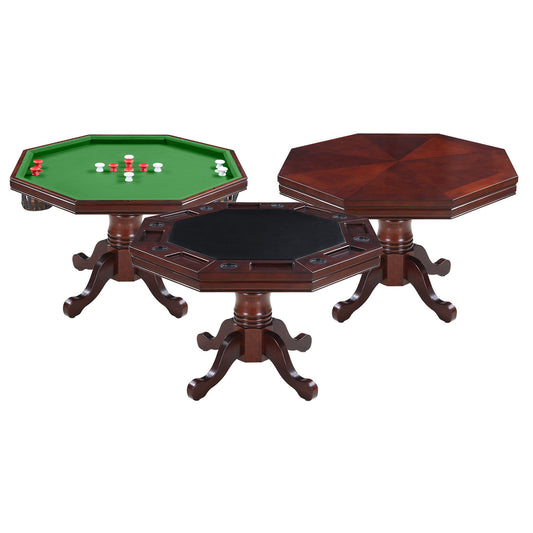 Hathaway Kingston Walnut Octagon 3 in 1 Poker Table 8 Person - Gaming Blaze