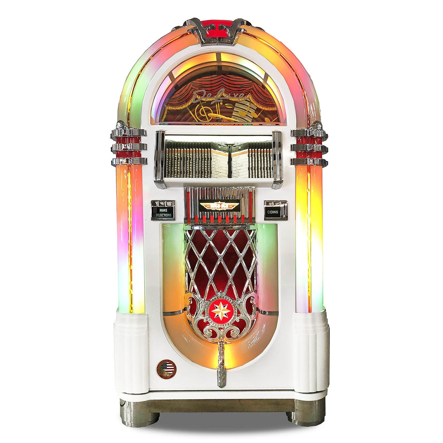 Rock-Ola Bubbler CD Jukebox In Gloss White - Gaming Blaze