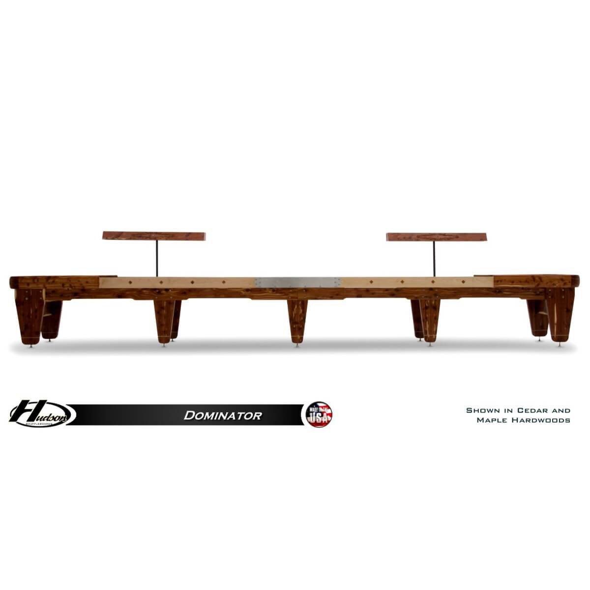 Hudson Dominator Shuffleboard Table 9'-22' with Custom Wood and Stain Options - Gaming Blaze