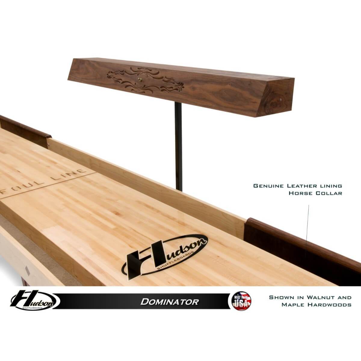 Hudson Dominator Shuffleboard Table 9'-22' with Custom Wood and Stain Options - Gaming Blaze