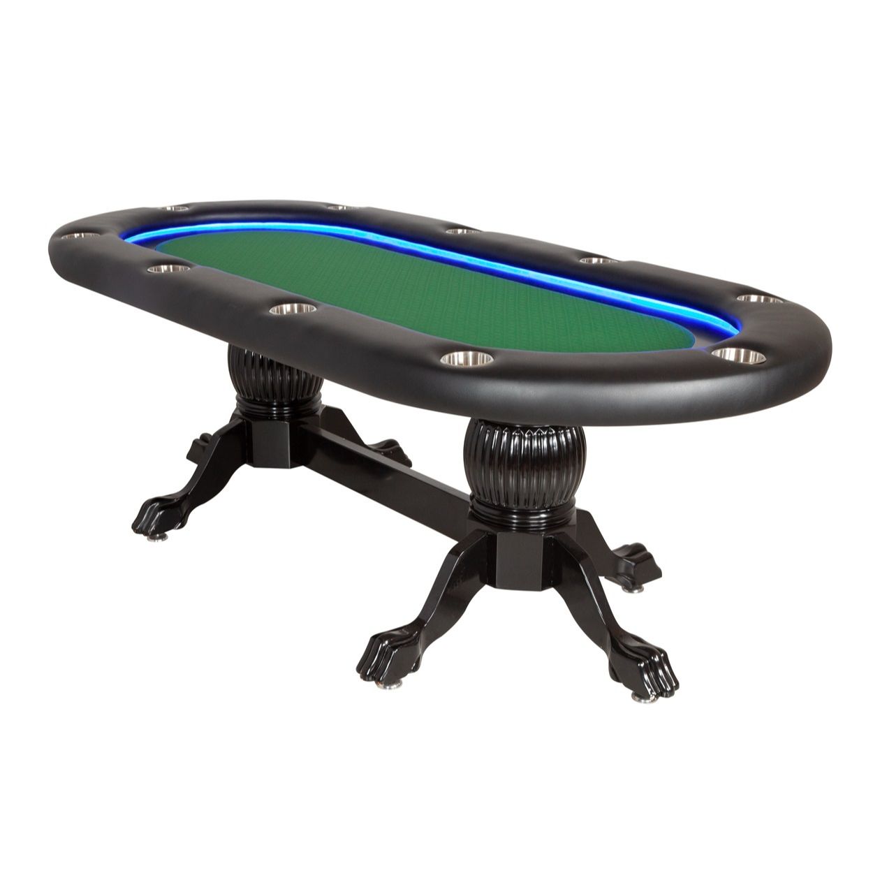BBO Poker Tables Elite Alpha LED Black Oval Poker Table 10 Person - Gaming Blaze