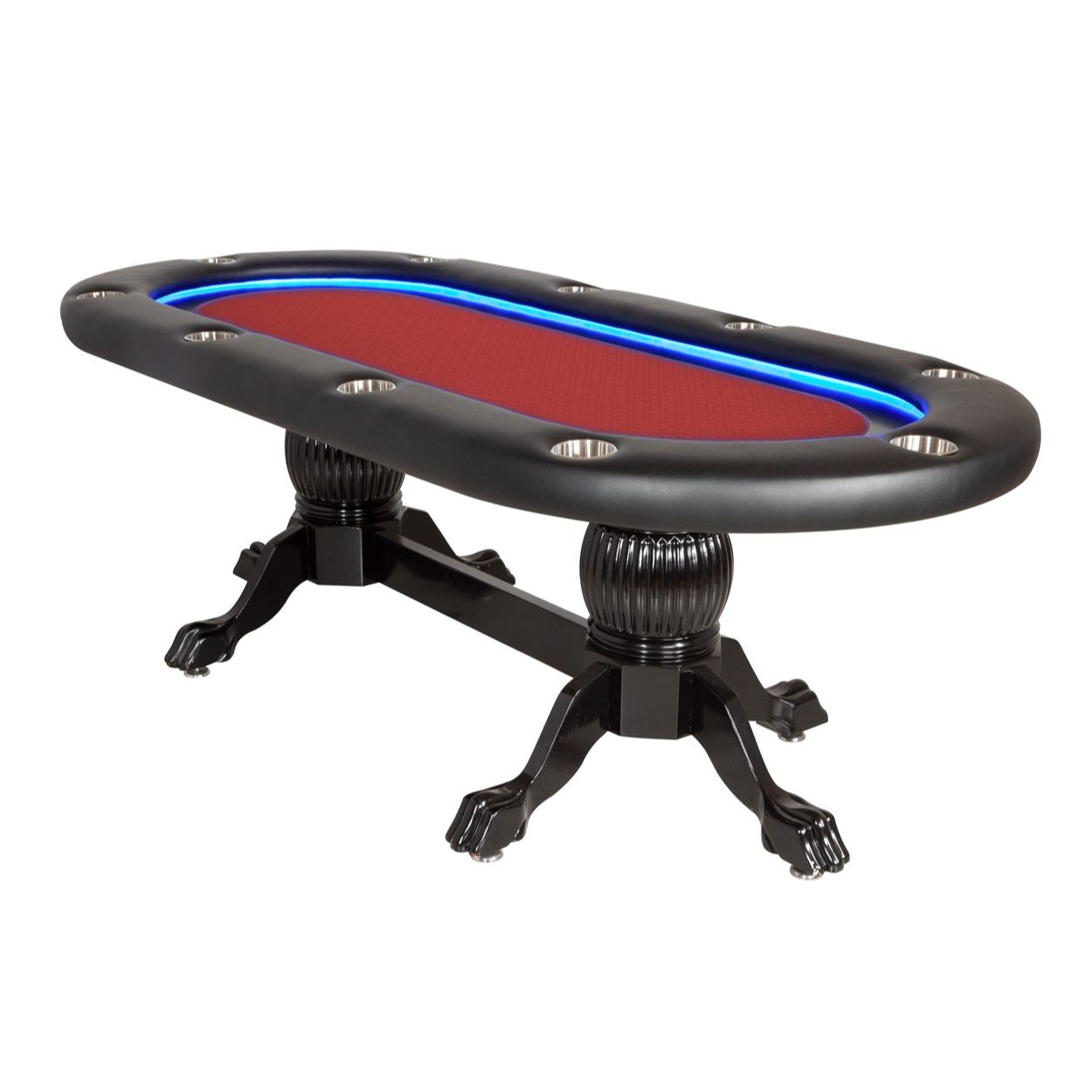BBO Poker Tables Elite Alpha LED Black Oval Poker Table 10 Person - Gaming Blaze