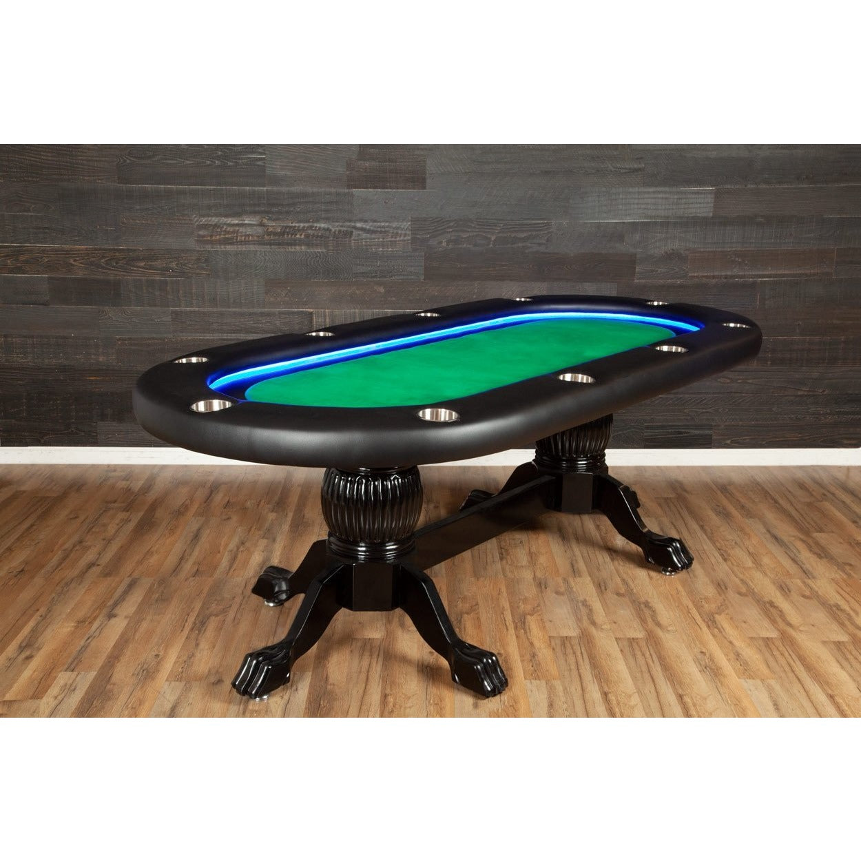 BBO Poker Tables Elite Alpha LED Black Oval Poker Table 10 Person - Gaming Blaze