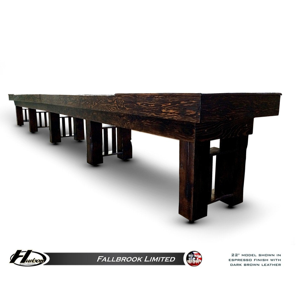 Hudson Fallbrook Limited Shuffleboard Table 9'-22' with Custom Stain Options - Gaming Blaze