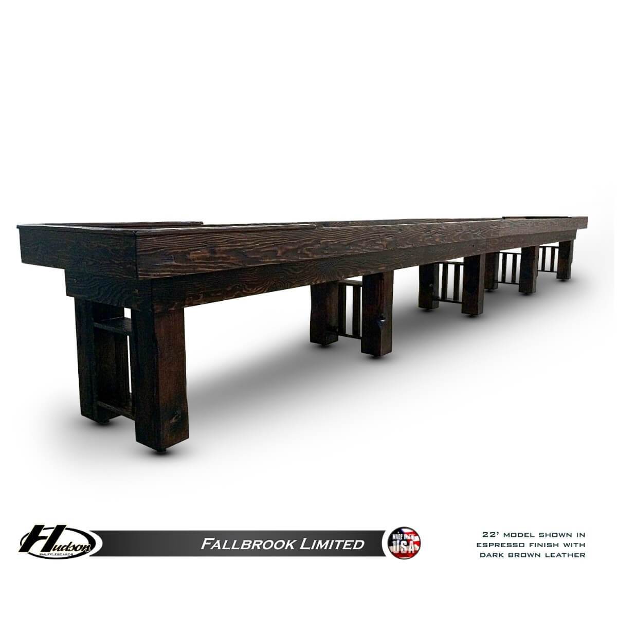 Hudson Fallbrook Limited Shuffleboard Table 9'-22' with Custom Stain Options - Gaming Blaze