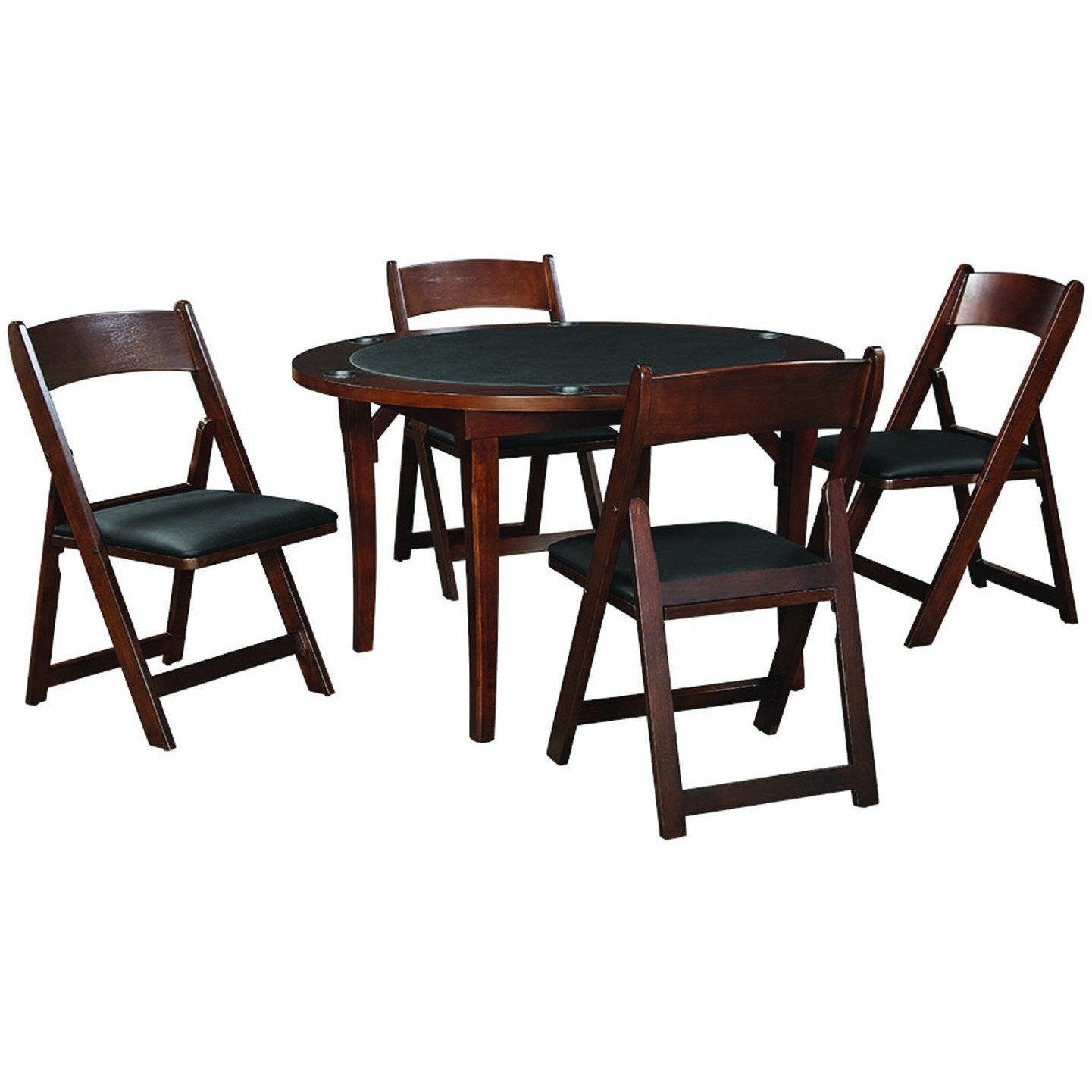 RAM Game Room 48" Folding Poker Table Set with 4 Folding Chairs - Gaming Blaze
