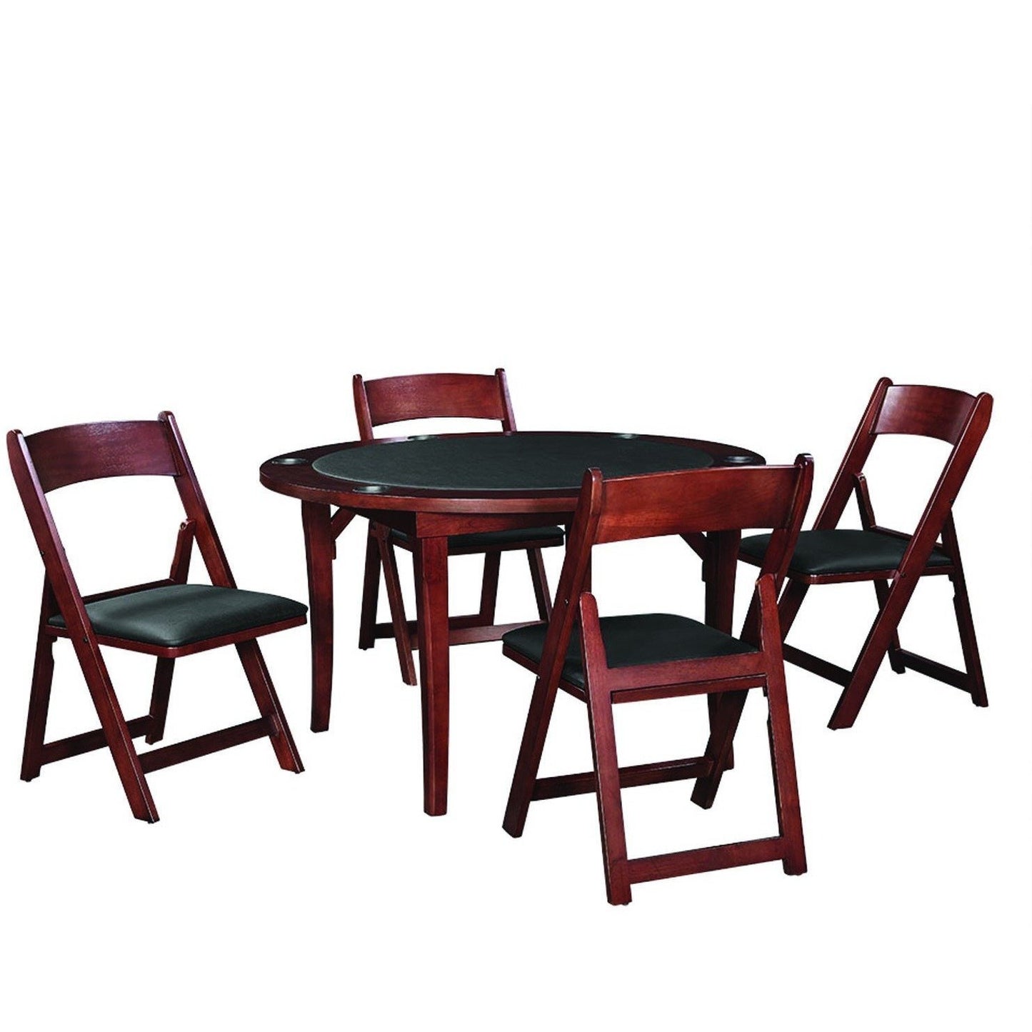 RAM Game Room 48" Folding Poker Table Set with 4 Folding Chairs - Gaming Blaze