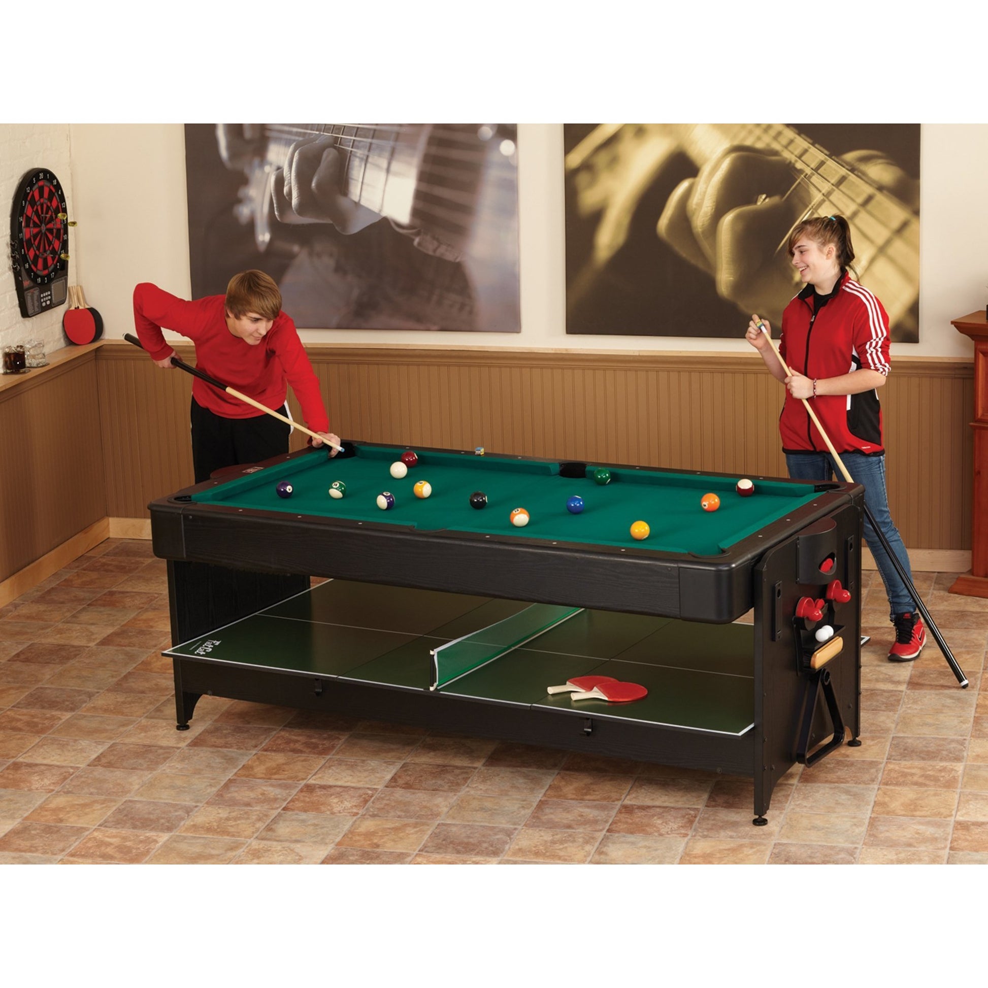 Fat Cat Original Pockey 7ft Black 3 in 1 Multi Game Table - Gaming Blaze