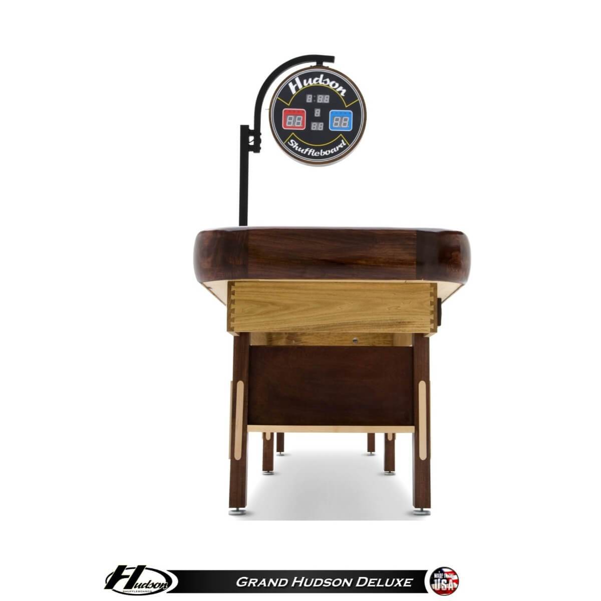 Grand Hudson Deluxe Shuffleboard Table 9'-22' with Custom Stain Options - Gaming Blaze